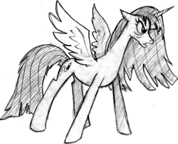 Size: 1397x1127 | Tagged: safe, artist:colossalstinker, oc, oc only, alicorn, pony, alicorn oc, monochrome, traditional art