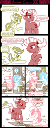 Size: 1050x2640 | Tagged: safe, artist:ficficponyfic, oc, oc only, oc:aquarius, oc:libra, oc:taurus, oc:virgo, earth pony, pegasus, pony, comic:important decisions, aquarius, comic, female, horoscope, libra, male, mare, ponyscopes, simple background, speech bubble, stallion, taurus, virgo, white background, zodiac