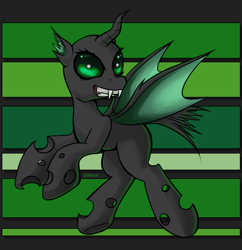 Size: 1153x1192 | Tagged: safe, artist:eshredder, derpibooru import, changeling, green changeling, solo