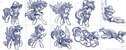 Size: 1750x700 | Tagged: safe, artist:kp-shadowsquirrel, daring do, pony, mane, sketch dump