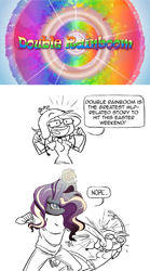 Size: 764x1377 | Tagged: safe, idw, nightmare rarity, spoiler:comic, comic, double rainboom, drama, glasses, nope