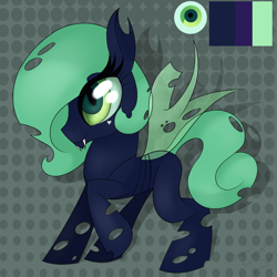 Size: 1000x1000 | Tagged: safe, artist:kirajoleen, oc, oc only, changeling, green changeling, reference, solo