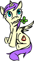 Size: 322x578 | Tagged: safe, pluto, princess erroria, alicorn, pony, clover, female, filly, four leaf clover, simple background, solo, transparent background