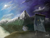 Size: 1152x864 | Tagged: safe, artist:turbopower1000, cloud, detailed background, flag, mountain, scenery, signature