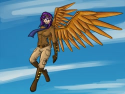 Size: 1280x960 | Tagged: safe, artist:bingodingo, scootaloo, flight, humanized, steampunk