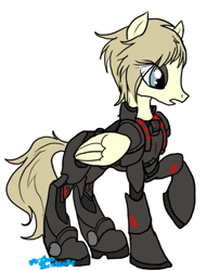 Size: 389x510 | Tagged: safe, artist:mocha-shortcake, armor, calhoun, disney, hero's duty, ponified, wreck-it ralph