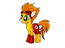 Size: 900x675 | Tagged: safe, artist:icollectluck, crossover, dc comics, goggles, kid flash, ponified, solo, the flash