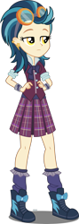 Size: 2000x5636 | Tagged: safe, artist:xebck, indigo zap, equestria girls, friendship games, clothes, crystal prep academy, crystal prep academy uniform, ear piercing, earring, female, goggles, jewelry, piercing, pleated skirt, school uniform, shoes, simple background, skirt, sneakers, socks, solo, transparent background, vector