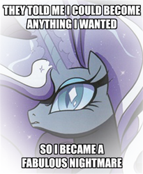 Size: 514x628 | Tagged: safe, idw, nightmare rarity, spoiler:comic, comic, image macro, they told me