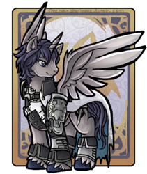 Size: 400x473 | Tagged: safe, artist:mocha-shortcake, alicorn, pony, armor, chrom, fire emblem, fire emblem: awakening, lord, ponified, prince, smiling, solo, spread wings, tumblr