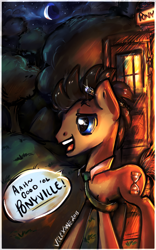Size: 622x1000 | Tagged: safe, artist:velexane, derpibooru import, doctor whooves, crossover, doctor who, night, solo, sonic screwdriver, stars, tardis, text