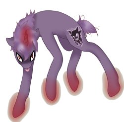 Size: 939x924 | Tagged: safe, artist:mondlichtkatze, derpibooru import, haunter, pokémon, ponified, solo