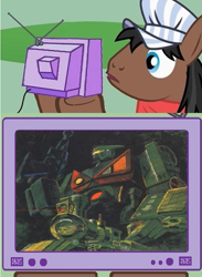 Size: 563x771 | Tagged: safe, derpibooru import, full steam, promontory, exploitable meme, galactic hurricane sasuraiger, ginga shippu sasuraiger, meme, obligatory pony, sasuraiger, tv meme