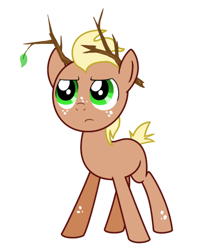 Size: 534x660 | Tagged: safe, oc, oc only, oc:treebark, deer pony, earth pony, original species, pony, branches, colt, do or deer, fake antlers, male, simple background, solo, white background