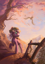 Size: 919x1300 | Tagged: safe, artist:tarakanovich, derpibooru import, oc, oc only, bird, autumn, colt, fence, hat, male, solo, walking