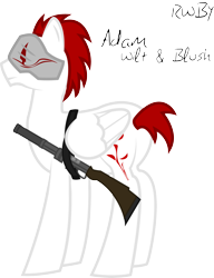 Size: 3027x3950 | Tagged: safe, derpibooru import, adam taurus, beast, black, gun, mask, monty oum, ponified, rifle, roosterteeth, rwby, solo, weapon, wilt and blush