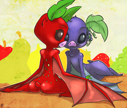 Size: 1200x1020 | Tagged: safe, artist:atryl, fruit bat, ass, butt, food, pear