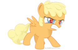 Size: 1111x719 | Tagged: safe, artist:civwub, derpibooru import, mango dash, pegasus, pony, angry, filly, solo, upset