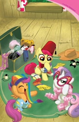 Size: 911x1400 | Tagged: safe, derpibooru import, idw, apple bloom, scootaloo, sweetie belle, comic, cover, cutie mark crusaders