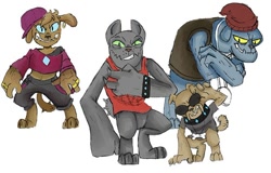 Size: 500x319 | Tagged: artist needed, safe, fido, rover, spot, oc, oc:abby, diamond dog, gangster