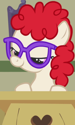 Size: 600x1000 | Tagged: safe, screencap, twist, call of the cutie, classroom, desk, glasses, lidded eyes