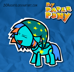 Size: 3766x3686 | Tagged: safe, artist:urpleb3atin, derpibooru import, oc, oc only, commission, crossover, high res, my paper pony, paper mario, paper pony, parody, solo