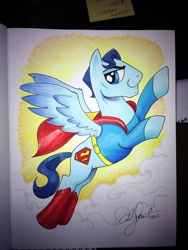 Size: 768x1024 | Tagged: safe, artist:andypriceart, derpibooru import, ponified, solo, superman, traditional art