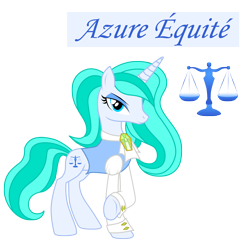 Size: 3300x3307 | Tagged: safe, artist:somashield, derpibooru import, oc, oc only, oc:azure equite, unicorn, clothes, cutie mark, horn, solo, tail