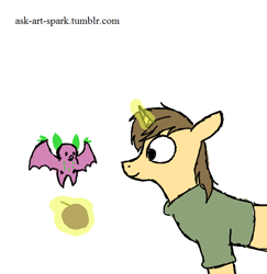 Size: 700x721 | Tagged: safe, artist:ask-art-spark, oc, oc only, fruit bat, pony, unicorn, 30 minute art challenge, clothes, magic, telekinesis