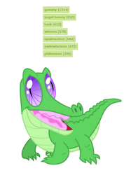 Size: 635x804 | Tagged: safe, derpibooru import, gummy, exploitable meme, pets, solo, tag census, tags