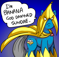 Size: 800x770 | Tagged: safe, artist:marcusmaximus, oc, oc only, banana god damned sundae, banana sundae, vulgar