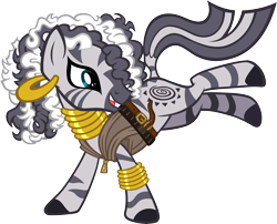 Size: 7427x6000 | Tagged: safe, artist:tygerbug, derpibooru import, zecora, zebra, absurd resolution, alternate hairstyle, clothes, doctor who, river song, simple background, solo, transparent background, vector