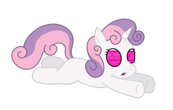 Size: 1059x678 | Tagged: safe, artist:tdarkchylde, sweetie belle, sweetie bot, pony, robot, robot pony, unicorn, blank flank, blue screen of death, error, female, filly, foal, hooves, horn, lying down, open mouth, prone, simple background, solo, transparent background, vector