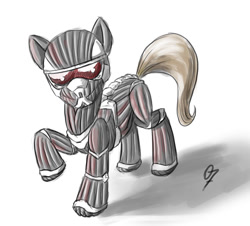 Size: 800x723 | Tagged: safe, artist:zeroseven, derpibooru import, pony, armor, crysis, looking at you, ponified, power suit, solo