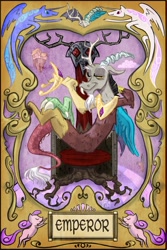 Size: 1204x1799 | Tagged: dead source, safe, artist:robd2003, derpibooru import, discord, card, discord's throne, tarot card, throne