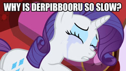 Size: 1280x720 | Tagged: safe, derpibooru import, rarity, pony, unicorn, crying, derpibooru, image macro, solo