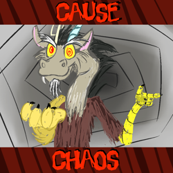 Size: 800x800 | Tagged: safe, artist:cheshiresdesires, discord, draconequus, detailed background, male, solo