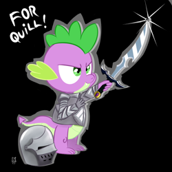 Size: 800x800 | Tagged: safe, artist:cheshiresdesires, spike, dragon, armor, fantasy class, helmet, knight, sword, warrior, weapon