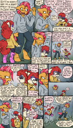 Size: 734x1280 | Tagged: safe, artist:kaemantis, babs seed, twist, anthro, unguligrade anthro, comic:junior gala, comic, cute, eyepatch, glasses, heart, huzzah, jumping, twistabetes