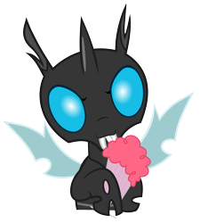 Size: 2000x2222 | Tagged: safe, artist:isegrim87, changeling, drone, fangs, horn, milkshake, wings