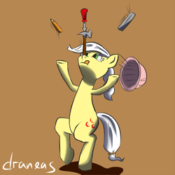 Size: 1000x1000 | Tagged: safe, artist:draneas, ambrosia, cindy block, pony, 30 minute art challenge, bipedal, juggling