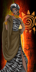 Size: 1012x2012 | Tagged: safe, derpibooru import, zecora, beautiful, cloak, clothes, dark skin, dress, humanized, smiling, smirk, solo