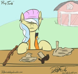 Size: 846x799 | Tagged: safe, artist:dzone16, ambrosia, cindy block, 30 minute art challenge, cow tools, pony tools, the far side