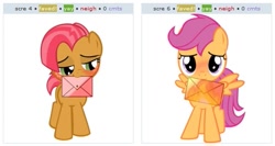 Size: 531x283 | Tagged: safe, derpibooru import, babs seed, scootaloo, babscoot, exploitable meme, juxtaposition, juxtaposition win, shipping