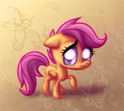 Size: 900x807 | Tagged: safe, artist:rainspeak, derpibooru import, scootaloo, scootasad, scrunchy face, solo