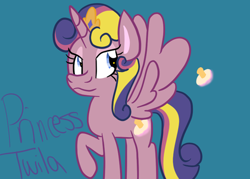 Size: 500x357 | Tagged: safe, oc, oc only, oc:princess twila, alicorn, pony, alicorn oc, cutie mark, offspring, parent:prince blueblood, parent:twilight sparkle, parents:twiblood, raised hoof, simple background