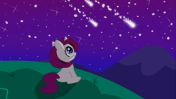 Size: 1277x720 | Tagged: safe, artist:nommienom, derpibooru import, cover, cover art, filly, night, shooting star, shooting stars, solo, stargazing