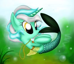 Size: 855x745 | Tagged: safe, artist:ketrin0cat, lyra heartstrings, merpony, midriff, necklace, seapony lyra, species swap, underwater