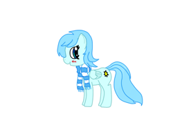 Size: 698x462 | Tagged: artist needed, safe, derpibooru import, oc, oc only, oc:sunshine smiles, pegasus, pony, blushing, clothes, scarf