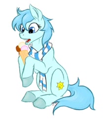 Size: 500x550 | Tagged: safe, artist:chickenwhite, derpibooru import, oc, oc only, oc:sunshine smiles, earth pony, pony, clothes, ice cream, scarf